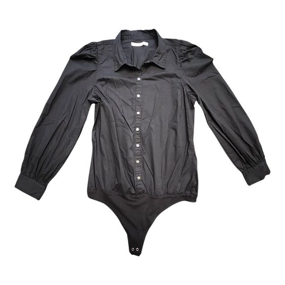 Abercrombie & Fitch Tops - Abercrombie & Fitch A&F Women MP Medium Petite Black Long Sleeve Blouse Bodysuit